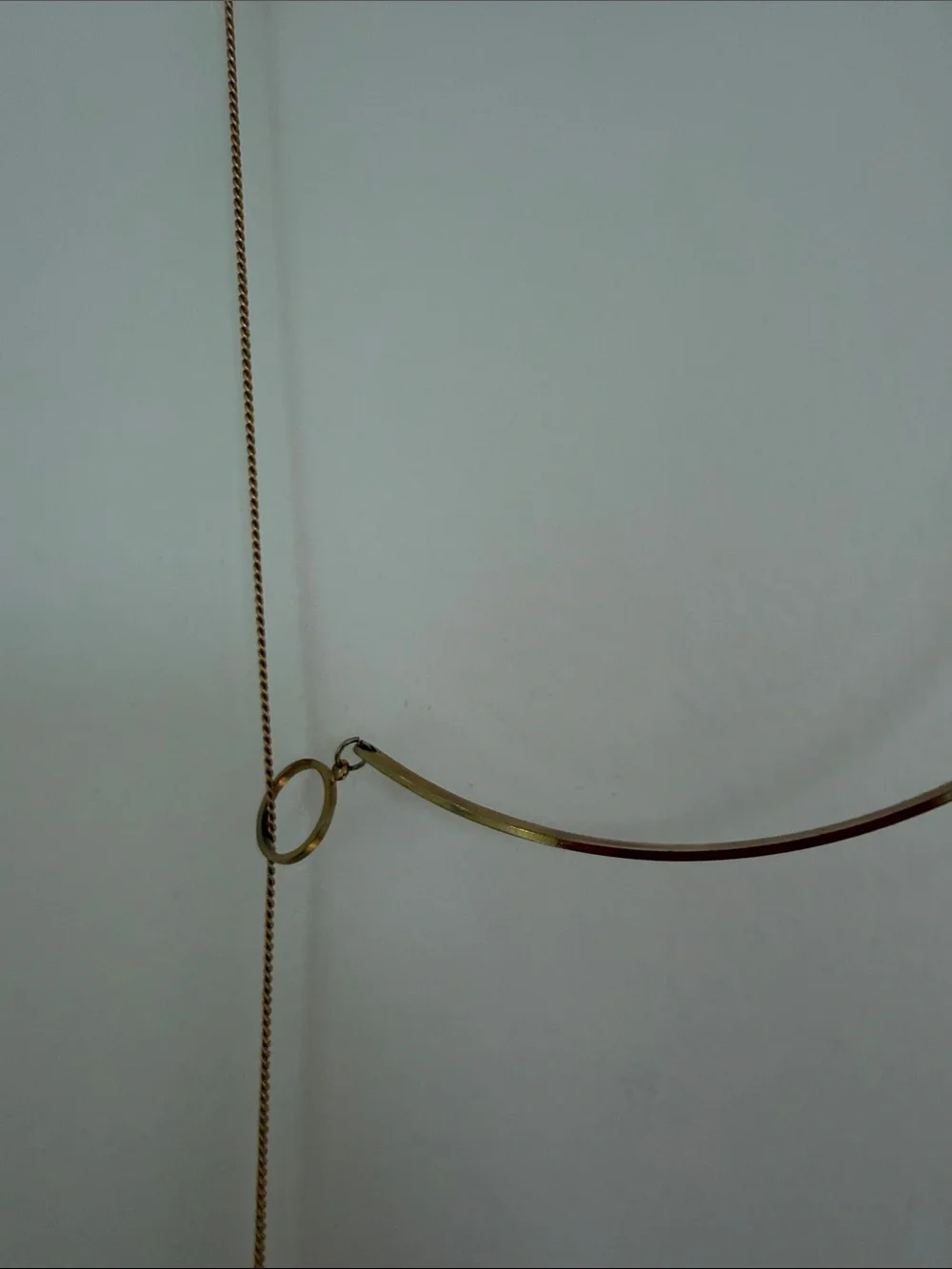 Delicate Long Gold Threader Hoop Necklace